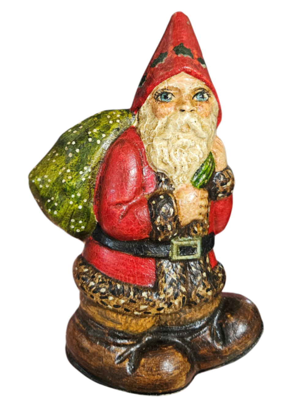 Vintage Vaillancourt Folk Art Santa Elf Figurine 1985 Christmas Chalkware Decor